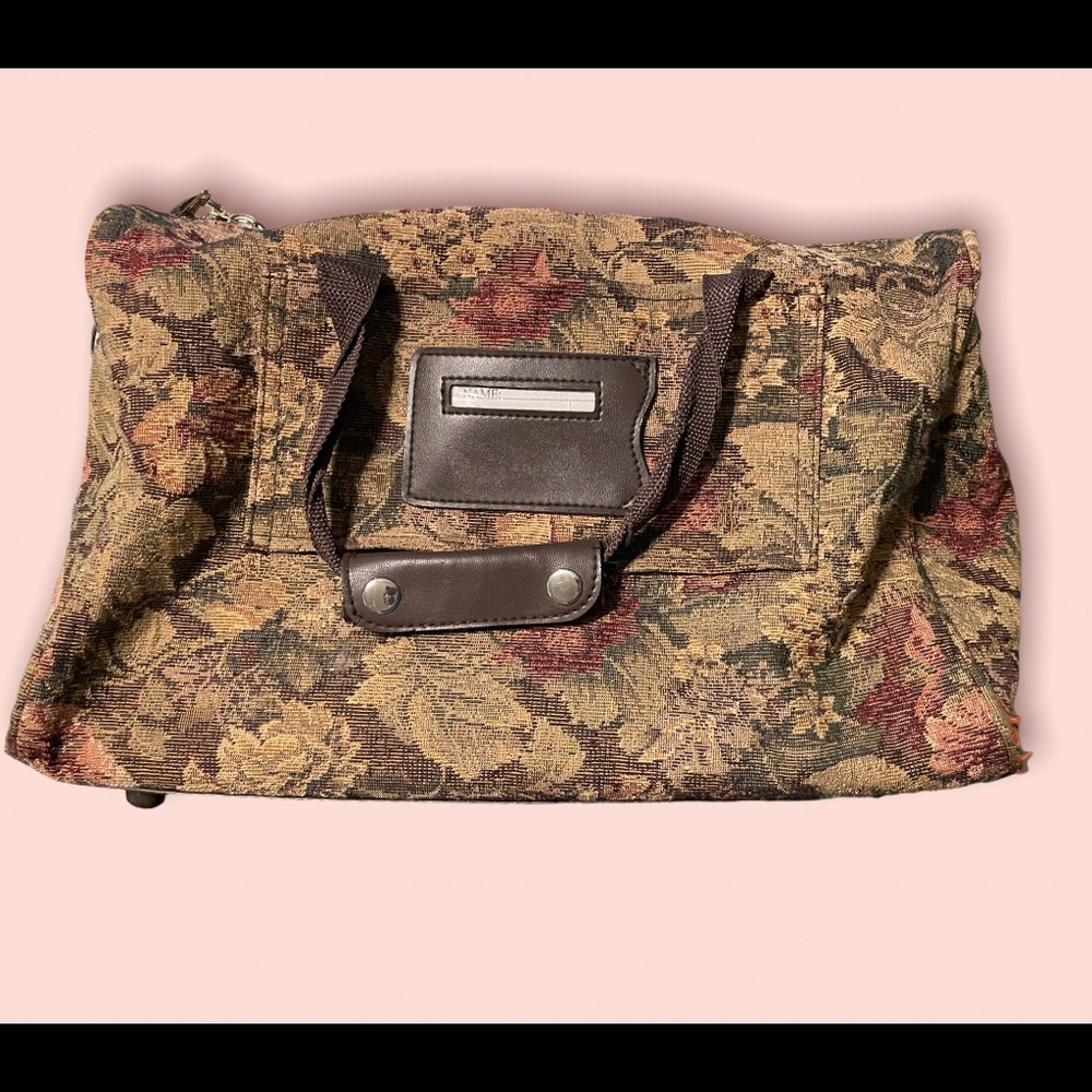 Vintage Pierre Cardin weekender floral tapestry luggage carry on